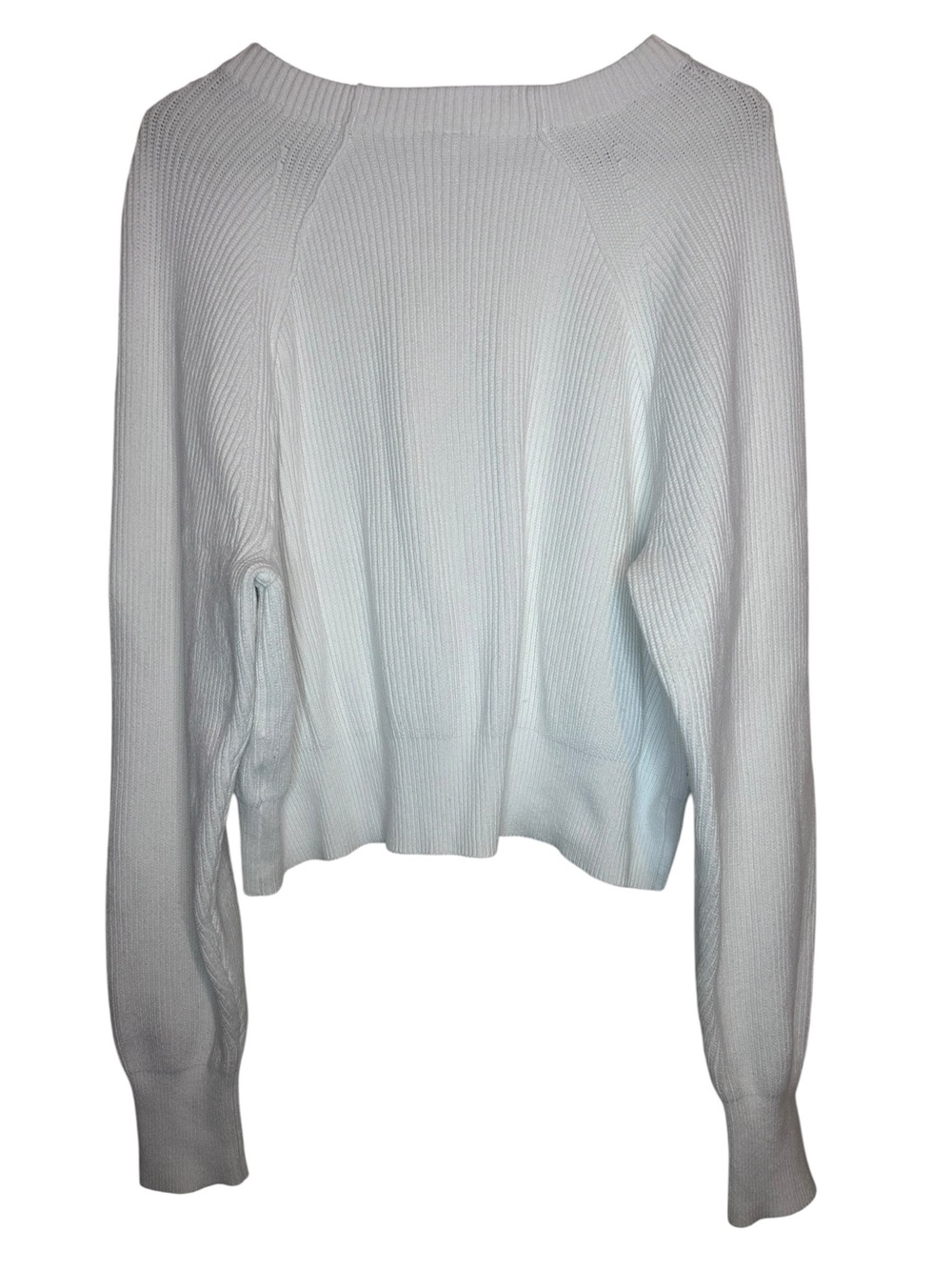 Free People White Scoop Neck Ribbed Sweater